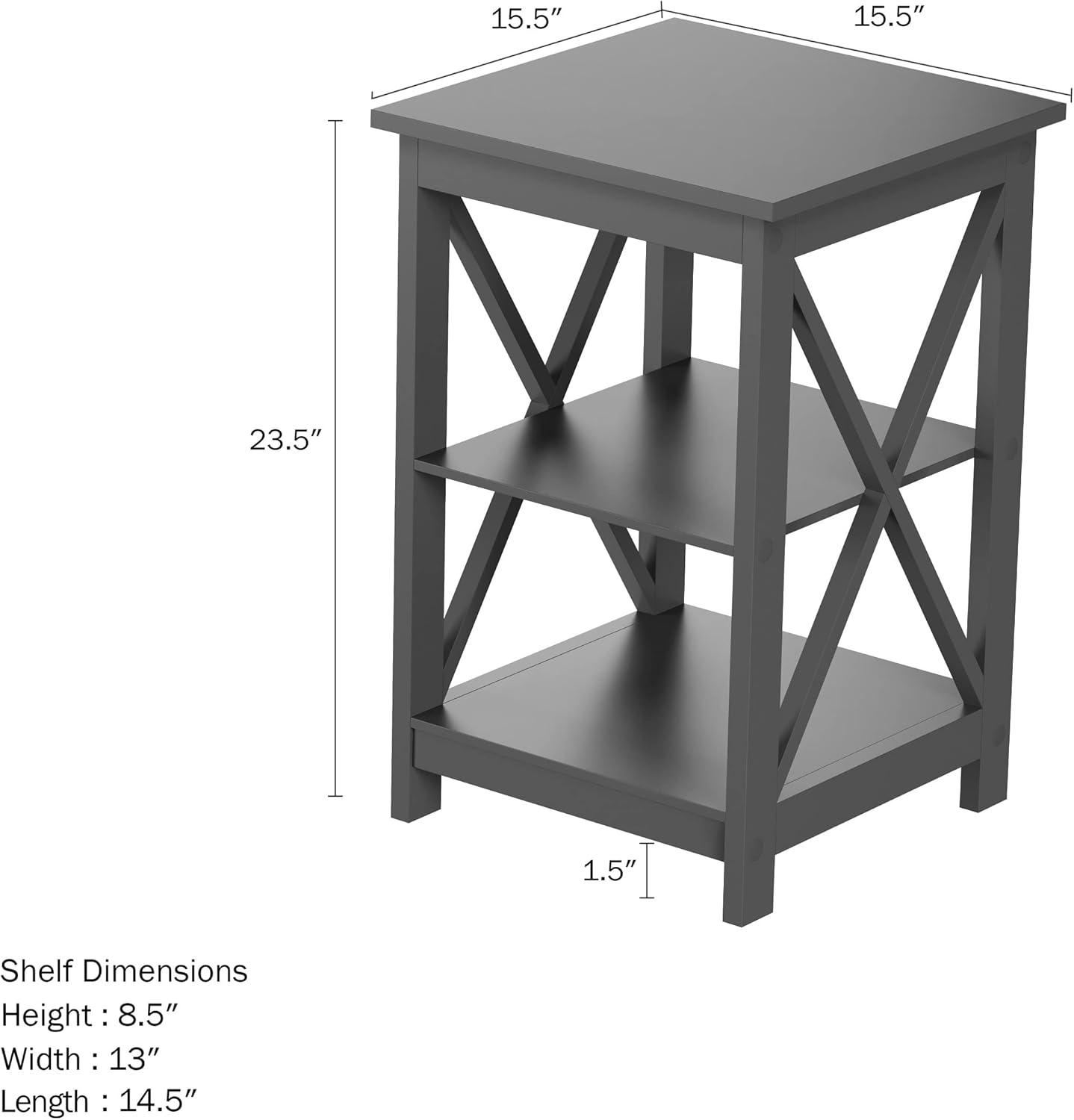 imageLavish Home Wooden End Table Modern Style Sofa Side Table with XLeg Design and Two Shelves Small Furniture for Living Room or Bedroom GrayGrey