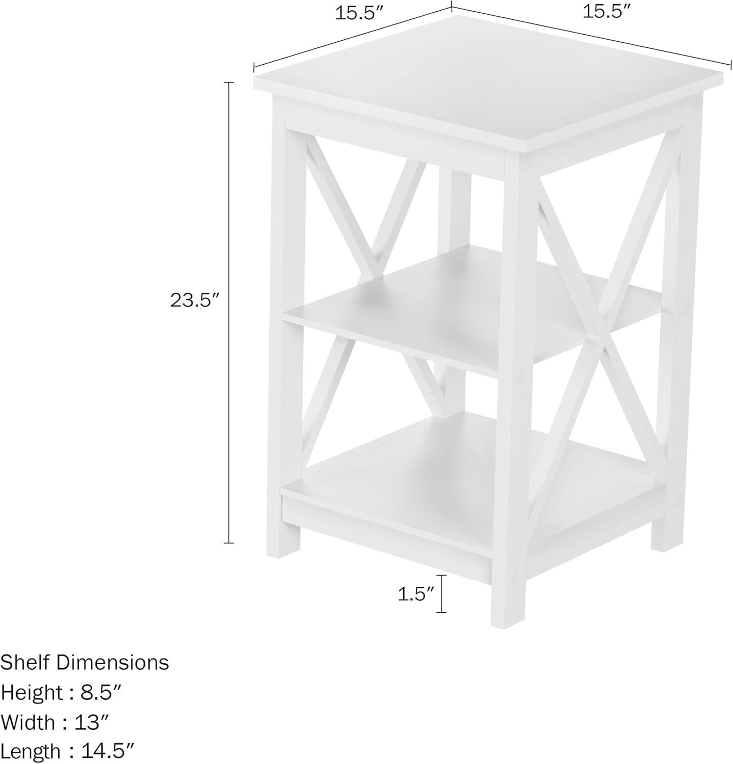 imageLavish Home Wooden End Table Modern Style Sofa Side Table with XLeg Design and Two Shelves Small Furniture for Living Room or Bedroom GrayWhite