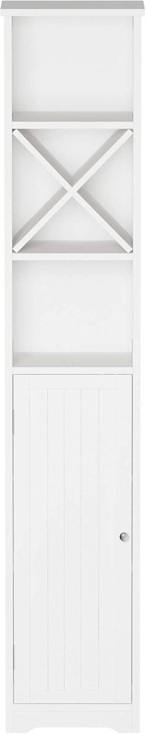 imageLinen Tower 67 Tall Bathroom or Laundry Room Storage Cabinet with Cubbyhole Divider for TowelsAdjustable Shelves ampamp Cupboard by Lavish Home White
