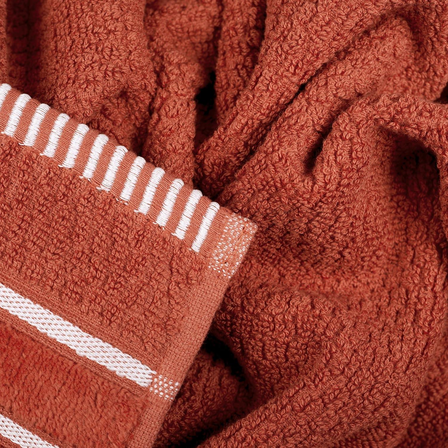 imageLuxury Cotton Towel Set Rice Weave 100 Egyptian Cotton 6 Piece Set with 2 Bath Towels 2 Hand Towels and 2 Washcloths BlackOrange