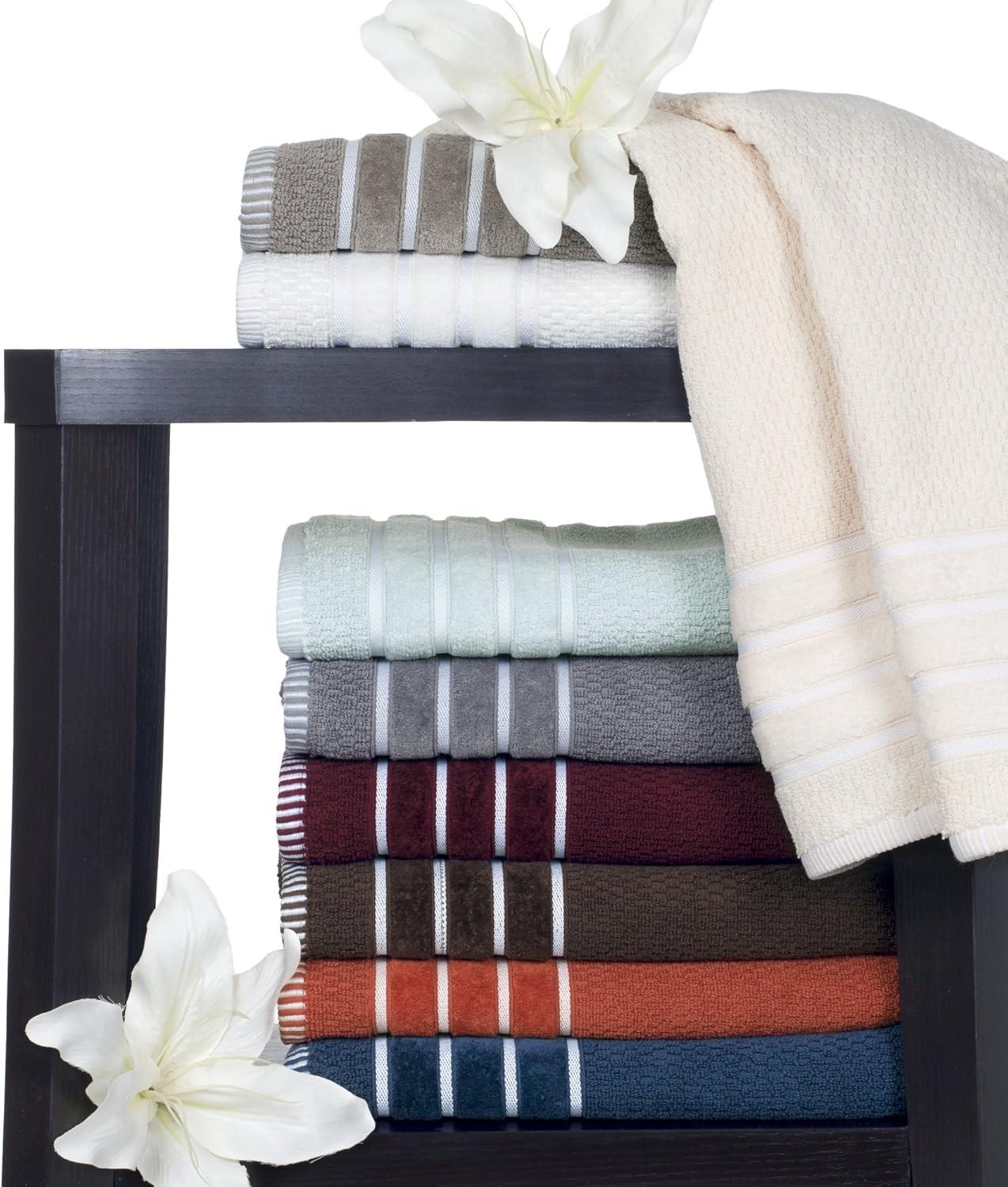 imageLuxury Cotton Towel Set Rice Weave 100 Egyptian Cotton 6 Piece Set with 2 Bath Towels 2 Hand Towels and 2 Washcloths BlackSilver Gray