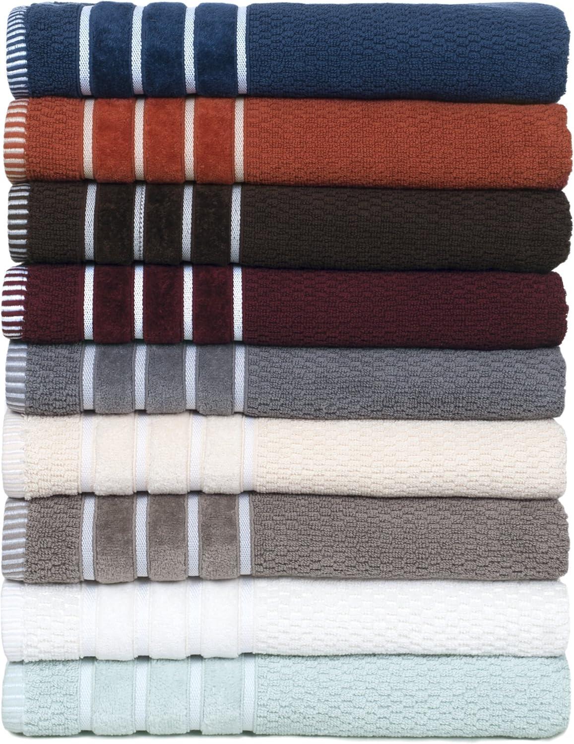 imageLuxury Cotton Towel Set Rice Weave 100 Egyptian Cotton 6 Piece Set with 2 Bath Towels 2 Hand Towels and 2 Washcloths BlackTaupe