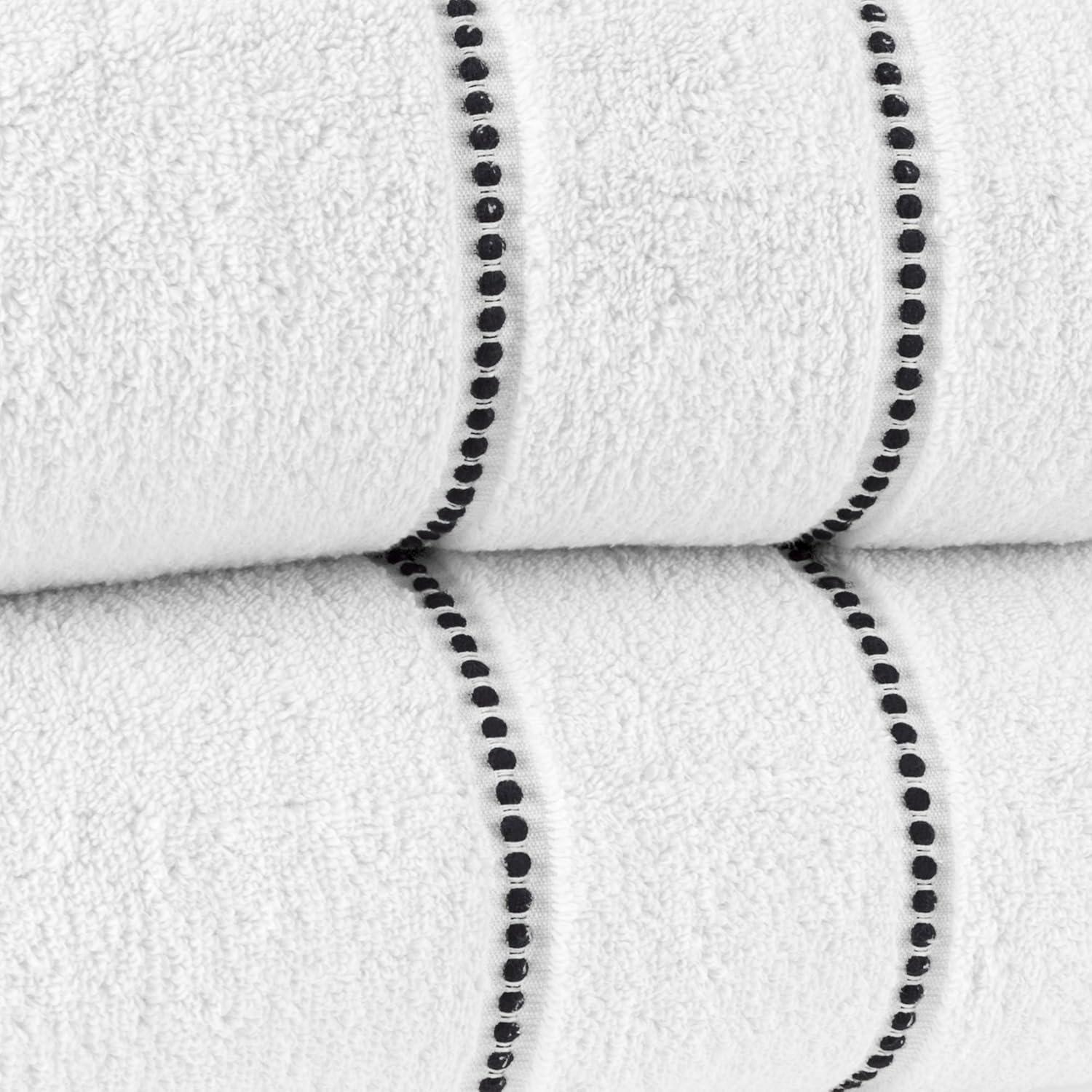 imageLuxury Cotton Towel Set 2 Piece Bath Sheet Set Made From 100 Zero Twist Cotton Quick Dry Soft and Absorbent By Bedford Home Seafoam BlackWhite and Black