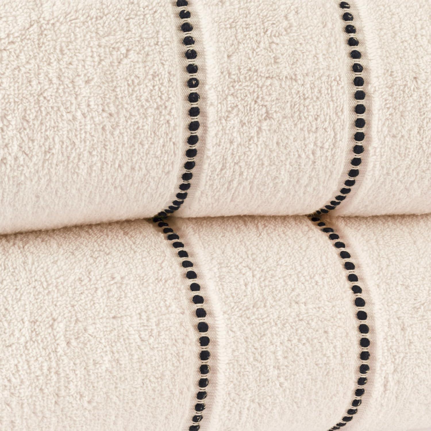 imageLuxury Cotton Towel Set 2 Piece Bath Sheet Set Made From 100 Zero Twist Cotton Quick Dry Soft and Absorbent By Lavish Home Eggplant WhiteBeige and Black