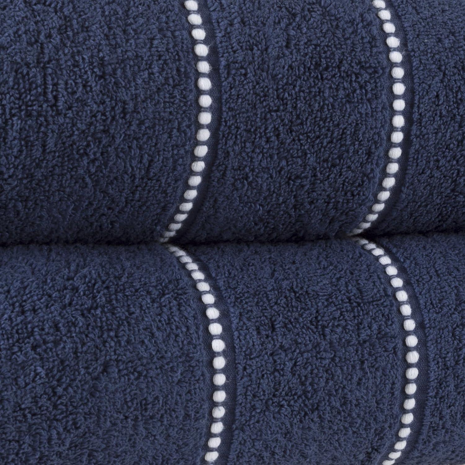 imageLuxury Cotton Towel Set 2 Piece Bath Sheet Set Made From 100 Zero Twist Cotton Quick Dry Soft and Absorbent By Lavish Home Eggplant WhiteNavy and White