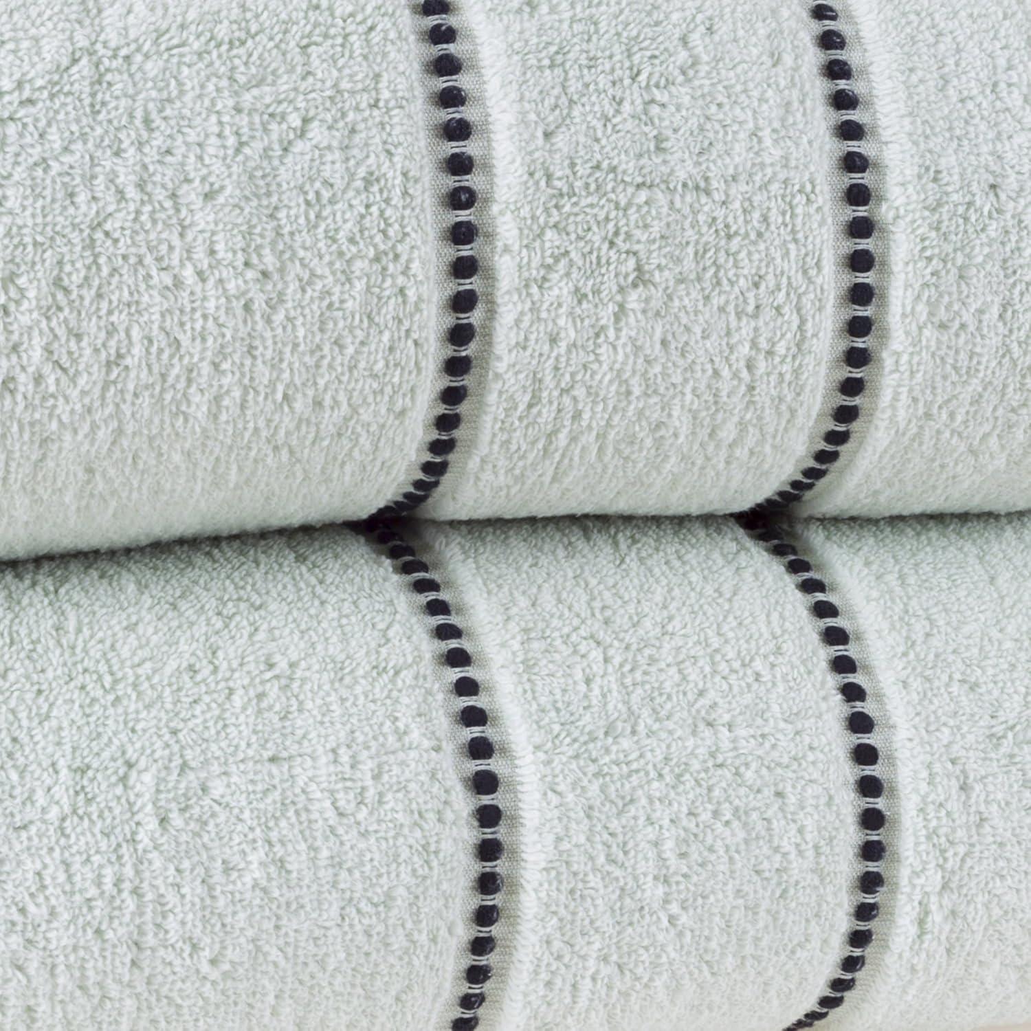 imageLuxury Cotton Towel Set 2 Piece Bath Sheet Set Made From 100 Zero Twist Cotton Quick Dry Soft and Absorbent By Lavish Home Eggplant WhiteSeafoam and Black