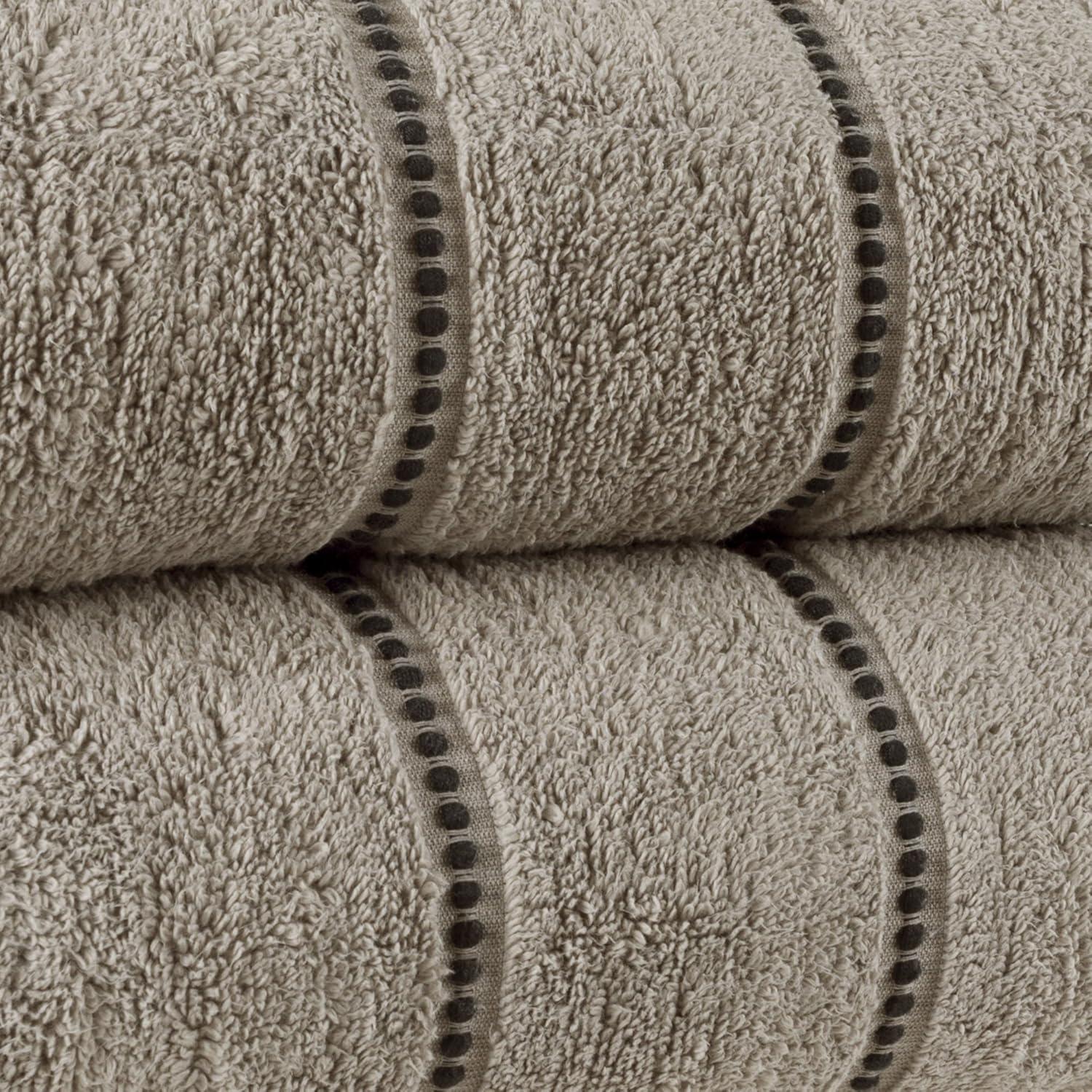 imageLuxury Cotton Towel Set 2 Piece Bath Sheet Set Made From 100 Zero Twist Cotton Quick Dry Soft and Absorbent By Lavish Home Eggplant WhiteTaupe and Black