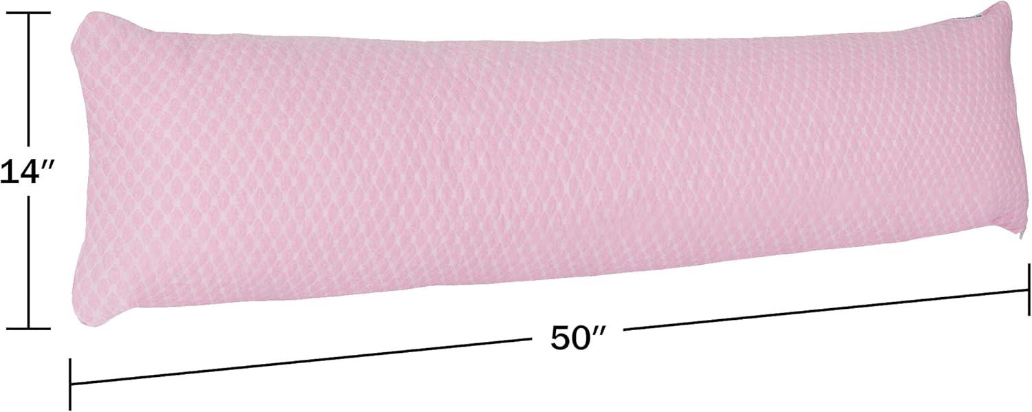 imageMemory Foam Body Pillow for Side Sleepers Back Pain Pregnant Women Aching Legs and Knees Hypoallergenic Zippered Protector by Lavish Home PinkPink