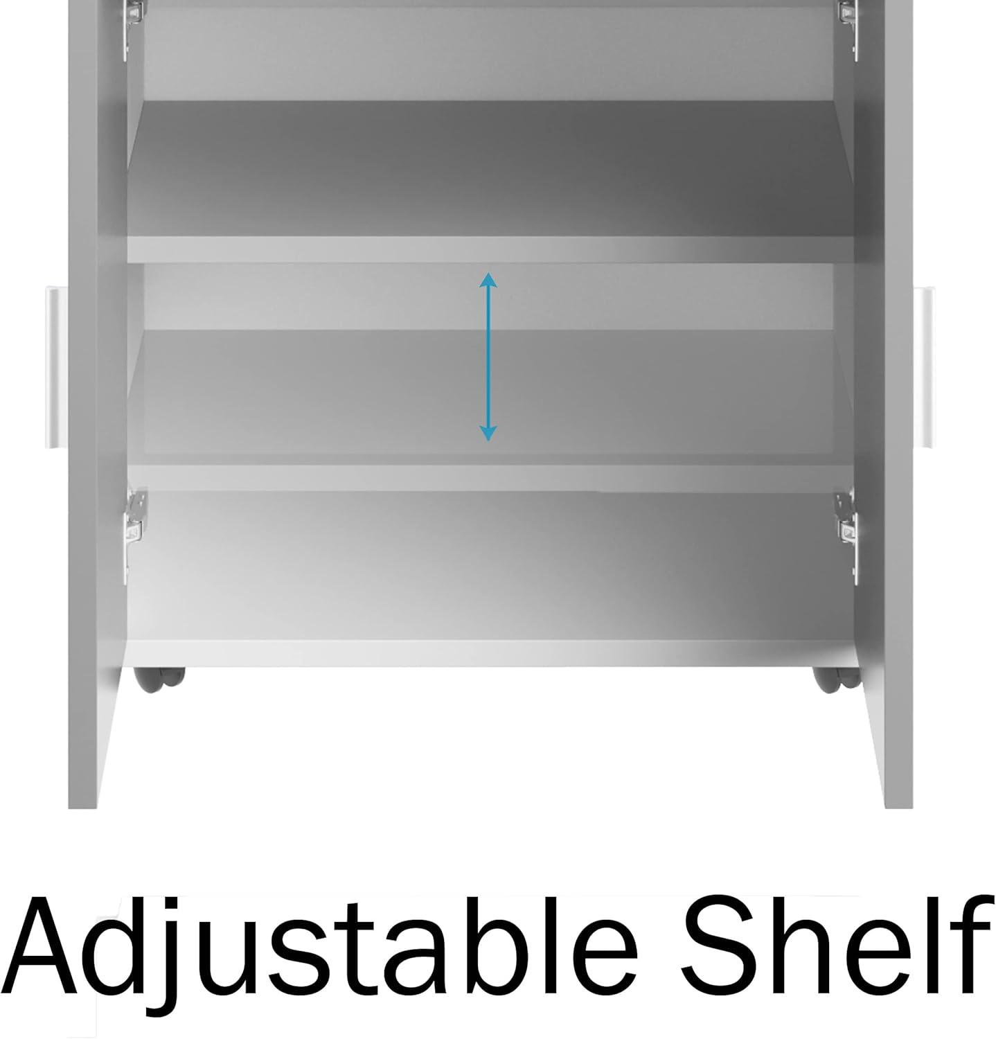 imageMicrowave Stand with Storage Rolling White Cabinet with Doors Drawer and Locking Wheels Freestanding Wood Cart by Lavish Home White and OakWhite and Gray