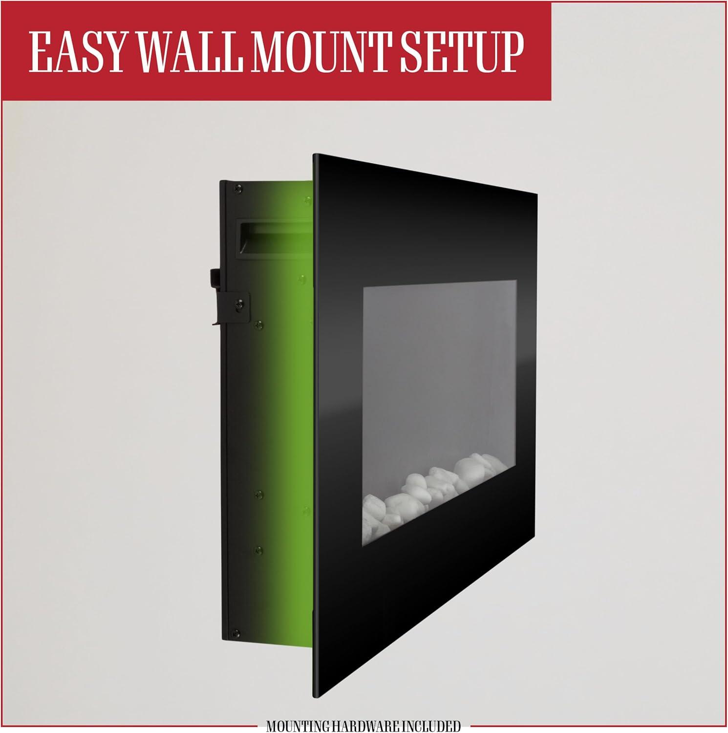 imageNorthwest Electric Fireplace 30 Inch Wall Mounted Fireplace 13 Backlight Colors and Remote Controlled LED Flames Heat and Brightness Black