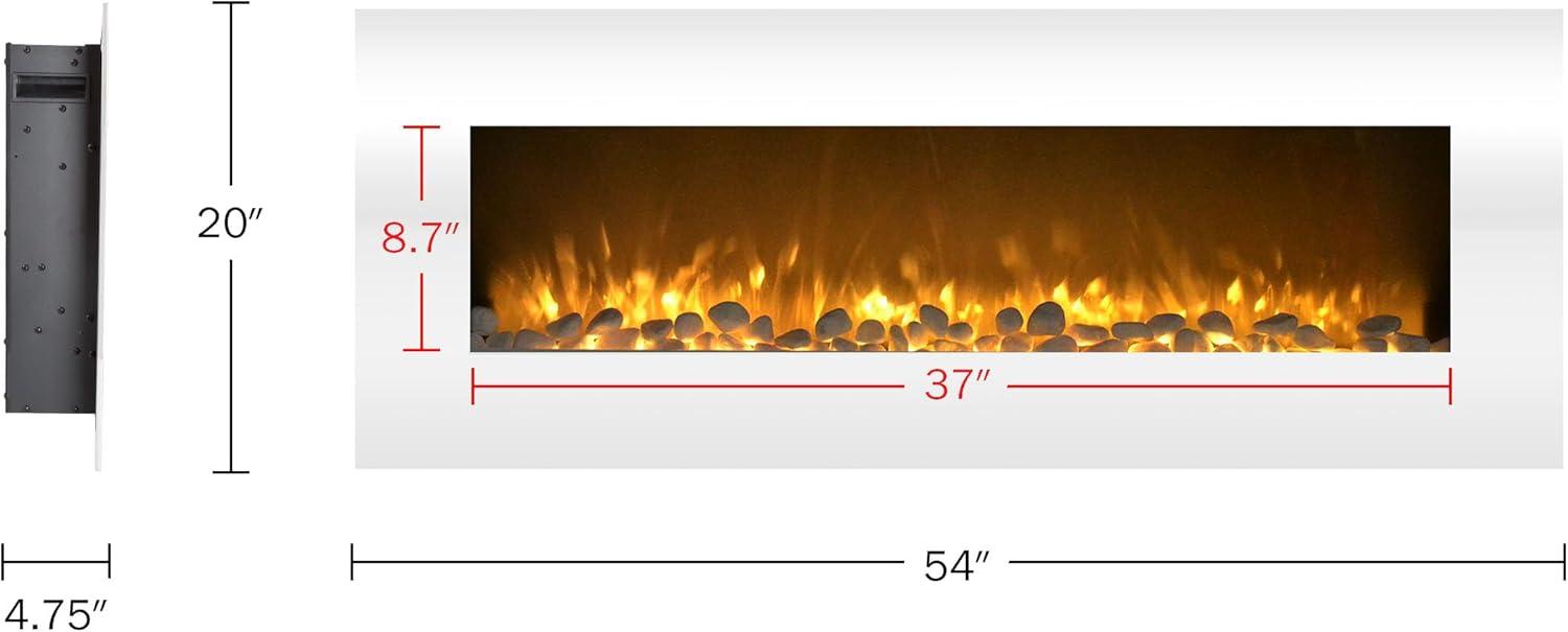 imageNorthwest Wall Mounted Electric Fireplace 50Inch HeatFree Wall Mounted Fireplace with 10 Color Changing LED Flames 3 Background Options and Remote Control White50 White No Heat