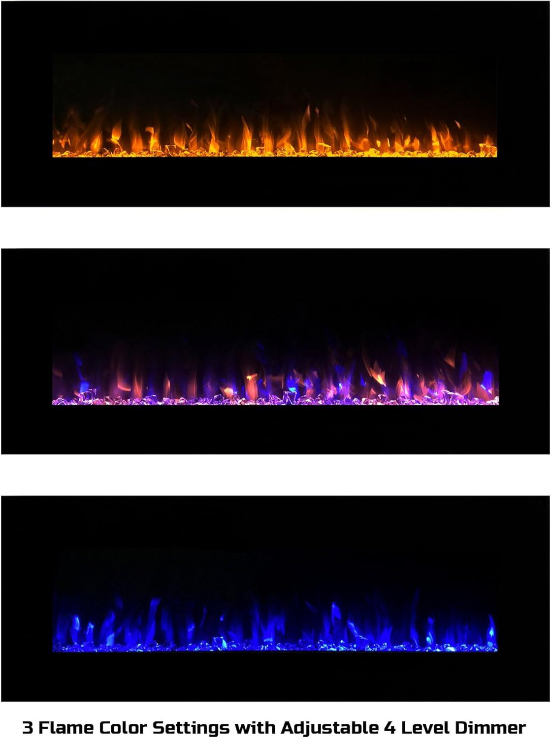 imageNorthwest Wall Mounted Electric Fireplace 50Inch HeatFree Wall Mounted Fireplace with 10 Color Changing LED Flames 3 Background Options and Remote Control White54 Black No Heat