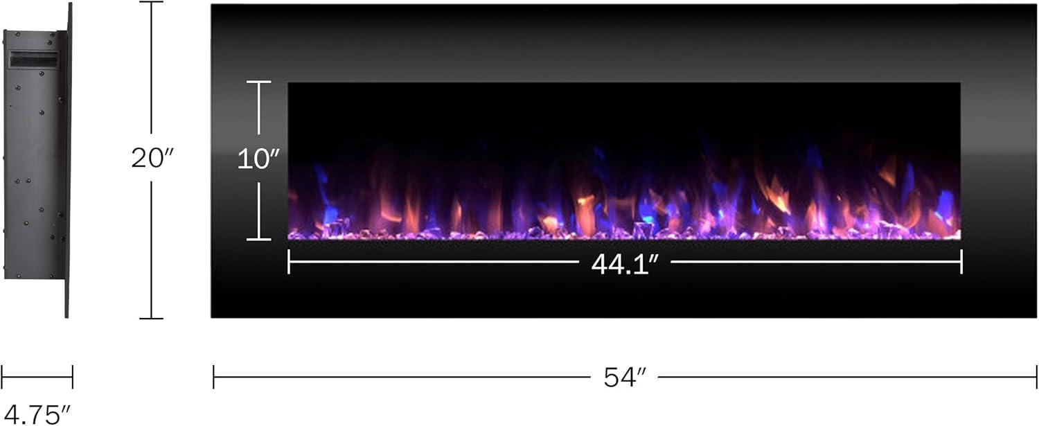 imageNorthwest Wall Mounted Electric Fireplace 50Inch HeatFree Wall Mounted Fireplace with 10 Color Changing LED Flames 3 Background Options and Remote Control White54 Black No Heat