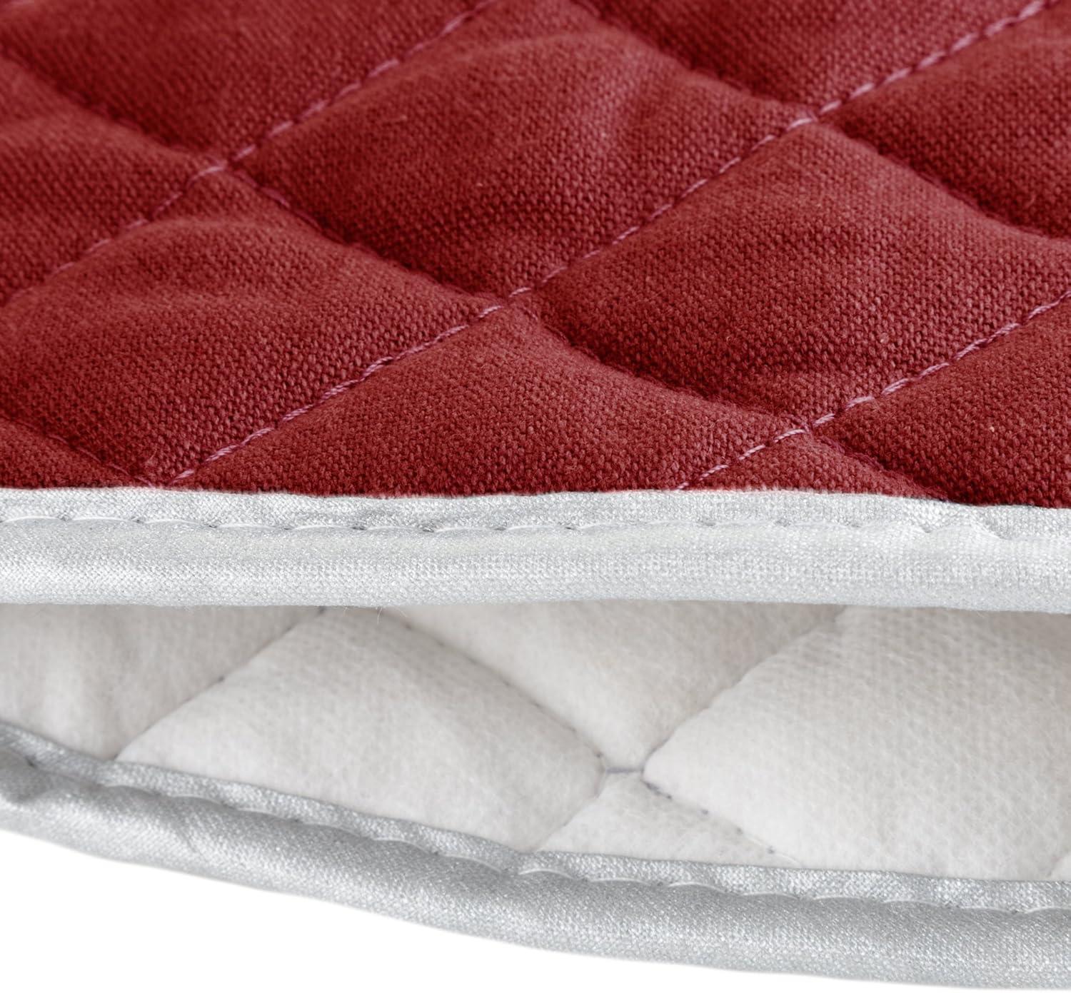 imageOven Mitts Set of 2 Oversized Quilted Mittens Flame and Heat Resistant By Lavish Home BlackBurgundy