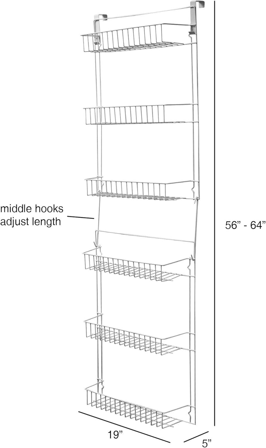 imageOver the Door Organizer 6Tier Adjustable Pantry Shelves and Rack for Kitchen Organization Organization and Storage by Lavish Home White6TIER ADJUSTABLE Pack of 2
