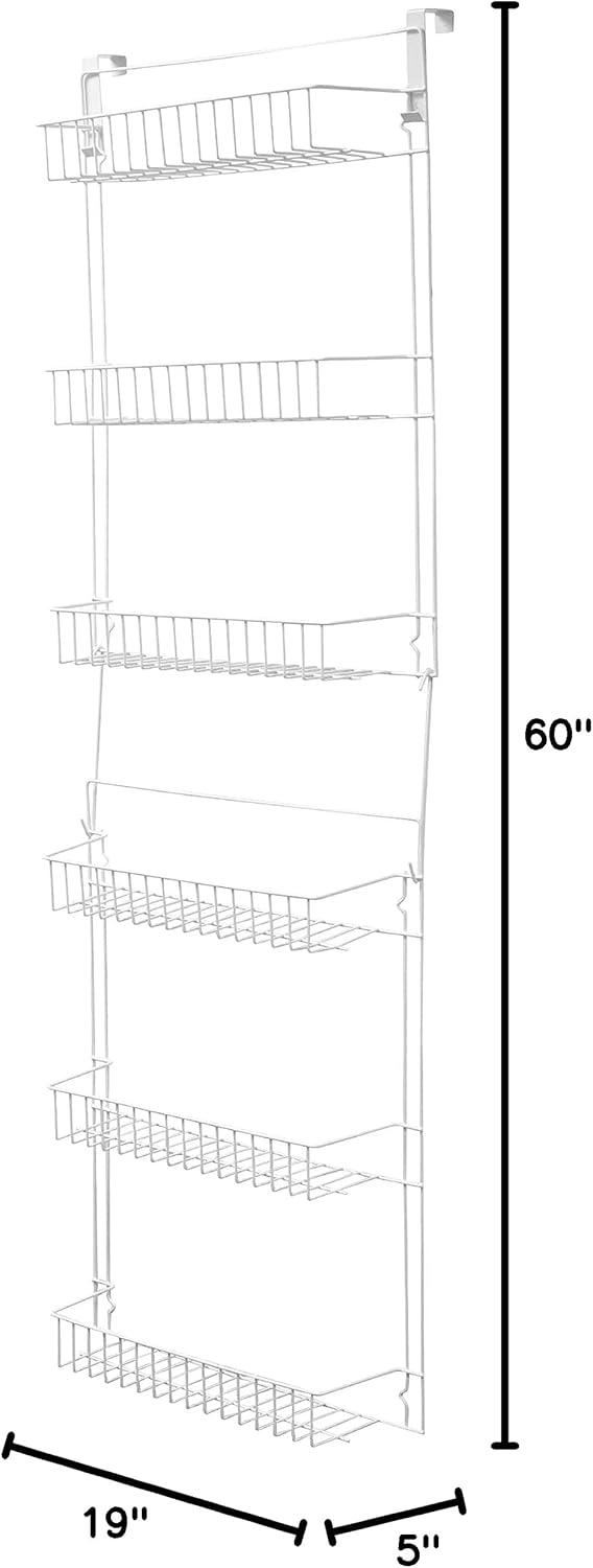 imageOver the Door Organizer 6Tier Adjustable Pantry Shelves and Rack for Kitchen Organization Organization and Storage by Lavish Home White6TIER WITH HOOKS