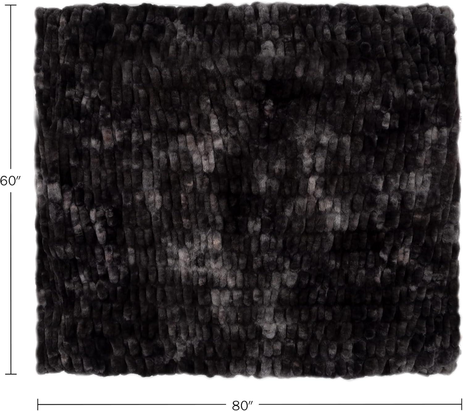 imageOversized Ruched Faux Fur Blanket 60x80Inch Jacquard Faux Fur QueenSize Throw for Sofas and Beds Luxurious Bedding by Lavish Home CreamBlack