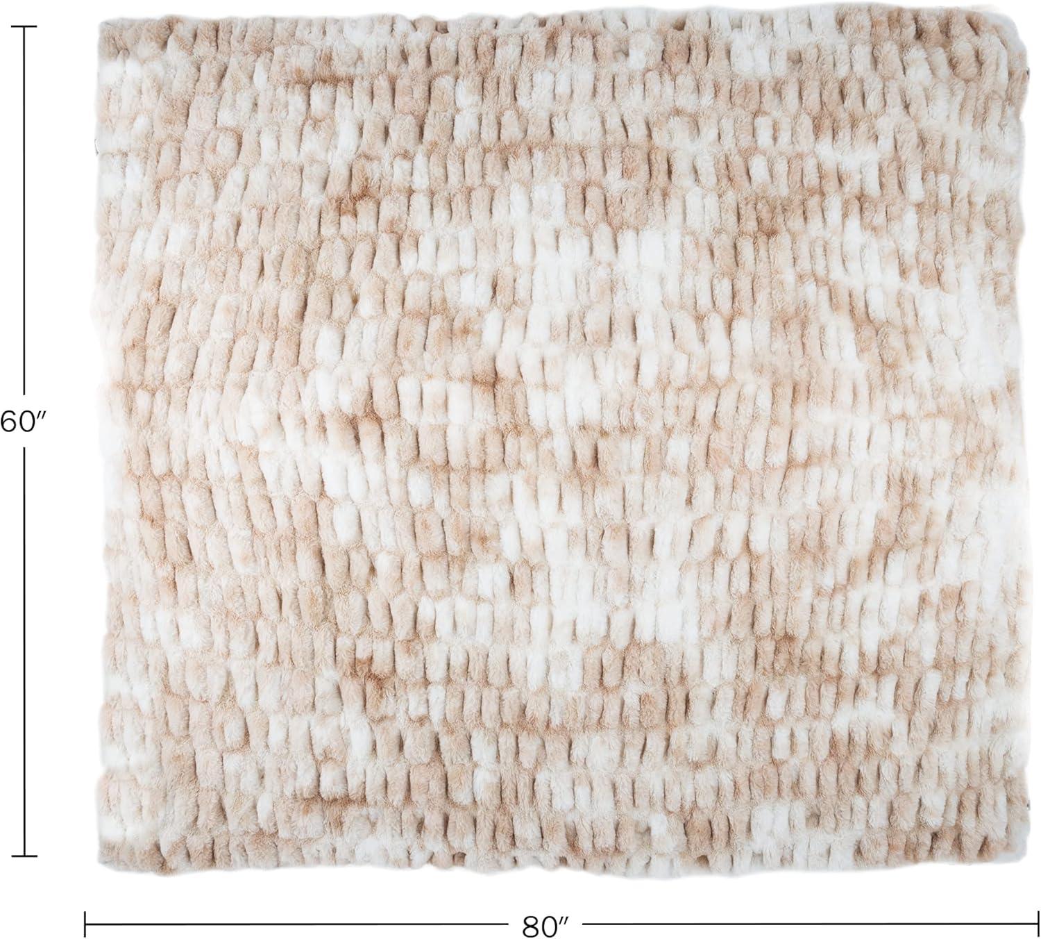 imageOversized Ruched Faux Fur Blanket 60x80Inch Jacquard Faux Fur QueenSize Throw for Sofas and Beds Luxurious Bedding by Lavish Home CreamCream