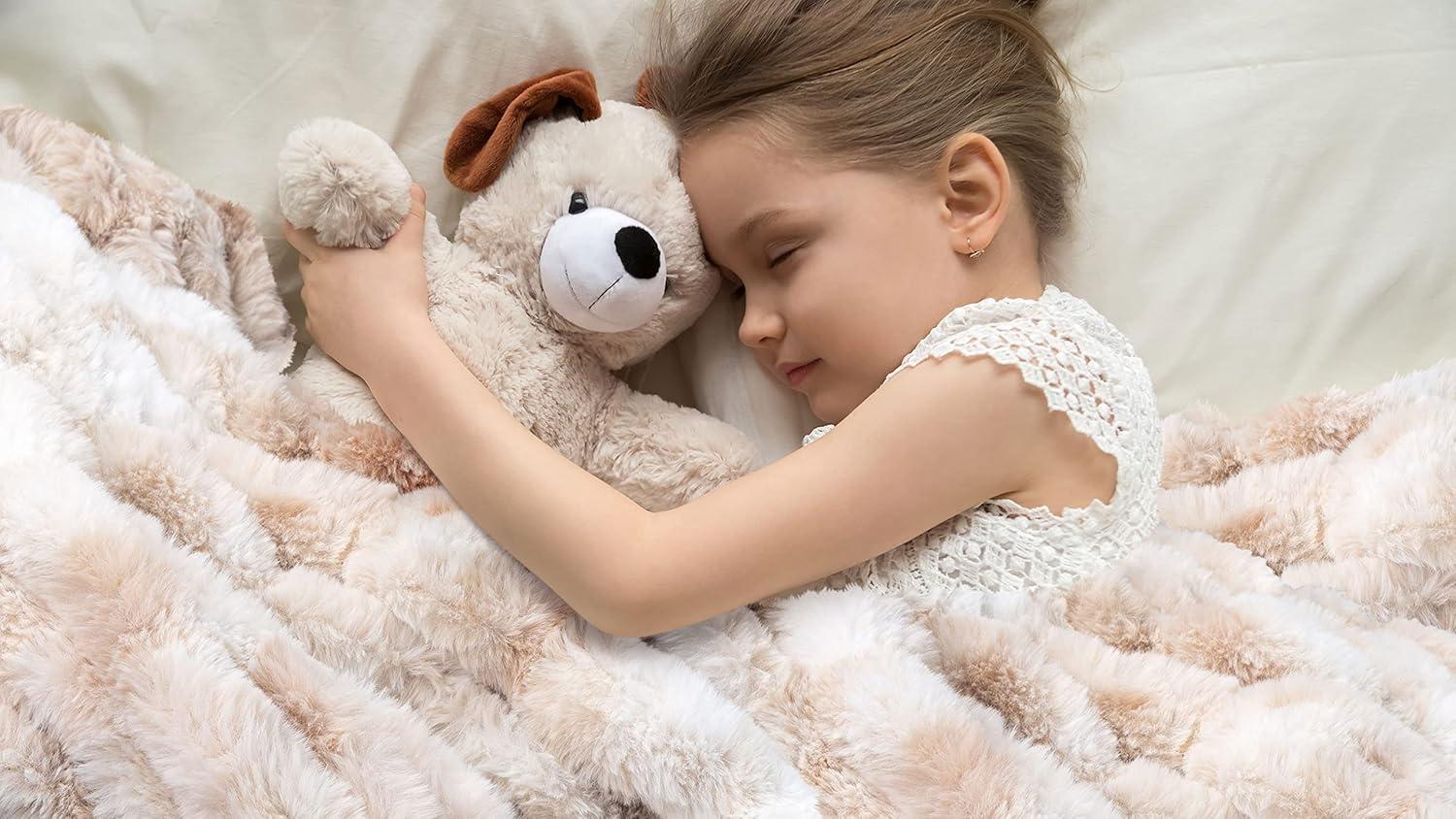 imageOversized Ruched Faux Fur Blanket 60x80Inch Jacquard Faux Fur QueenSize Throw for Sofas and Beds Luxurious Bedding by Lavish Home CreamCream