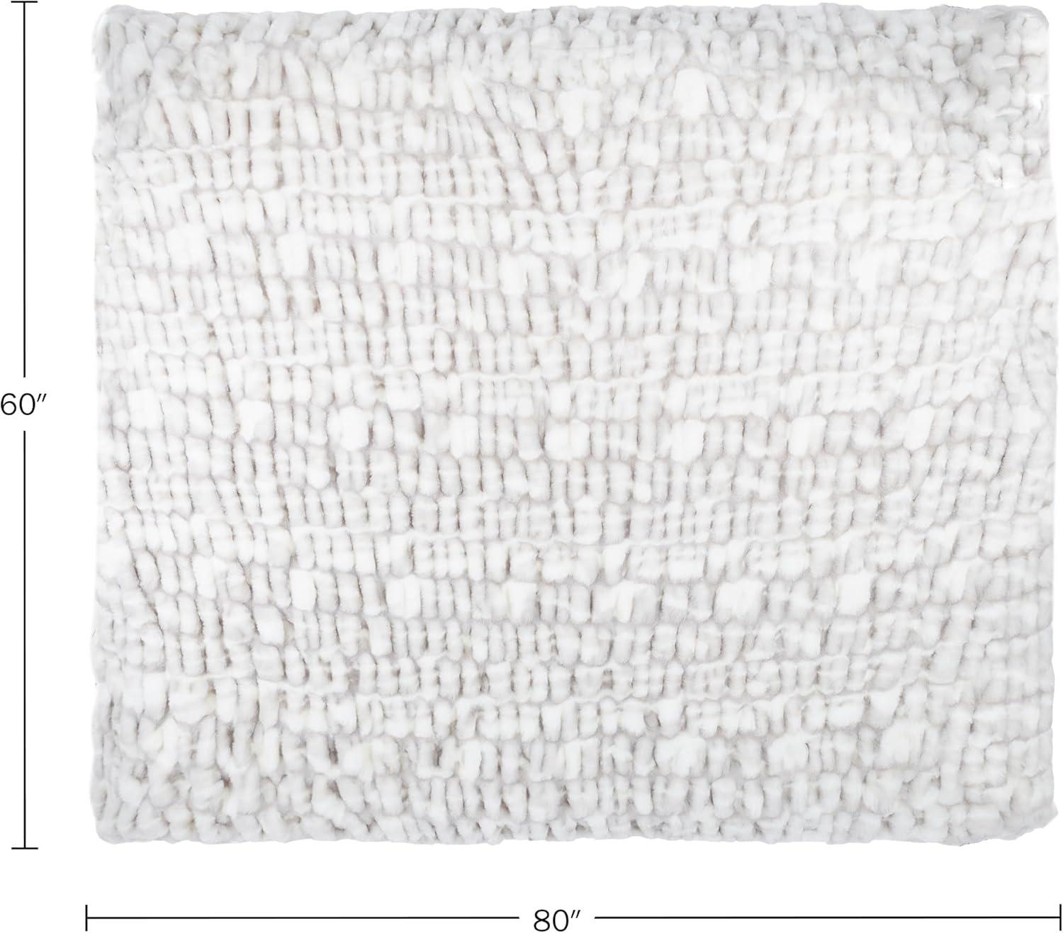 imageOversized Ruched Faux Fur Blanket 60x80Inch Jacquard Faux Fur QueenSize Throw for Sofas and Beds Luxurious Bedding by Lavish Home CreamGray