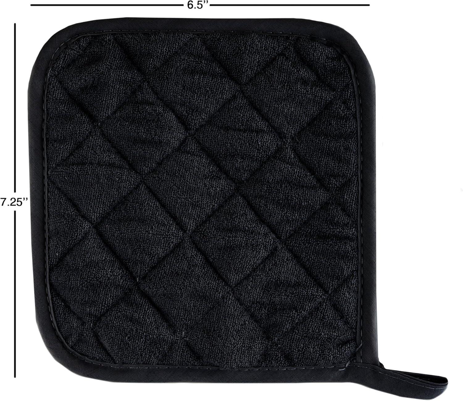 imagePot Holder Set 3 Piece Set Of Heat Resistant Quilted Cotton Pot Holders By Lavish Home SilverBlack