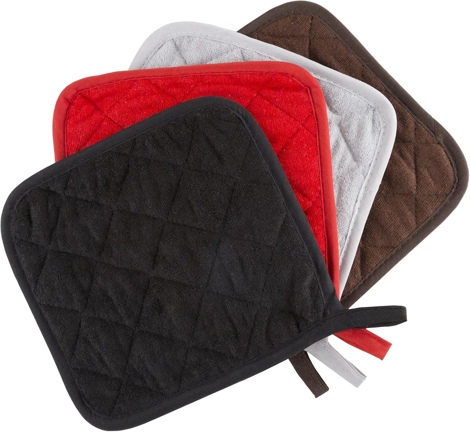 imagePot Holder Set 3 Piece Set Of Heat Resistant Quilted Cotton Pot Holders By Lavish Home SilverBlack