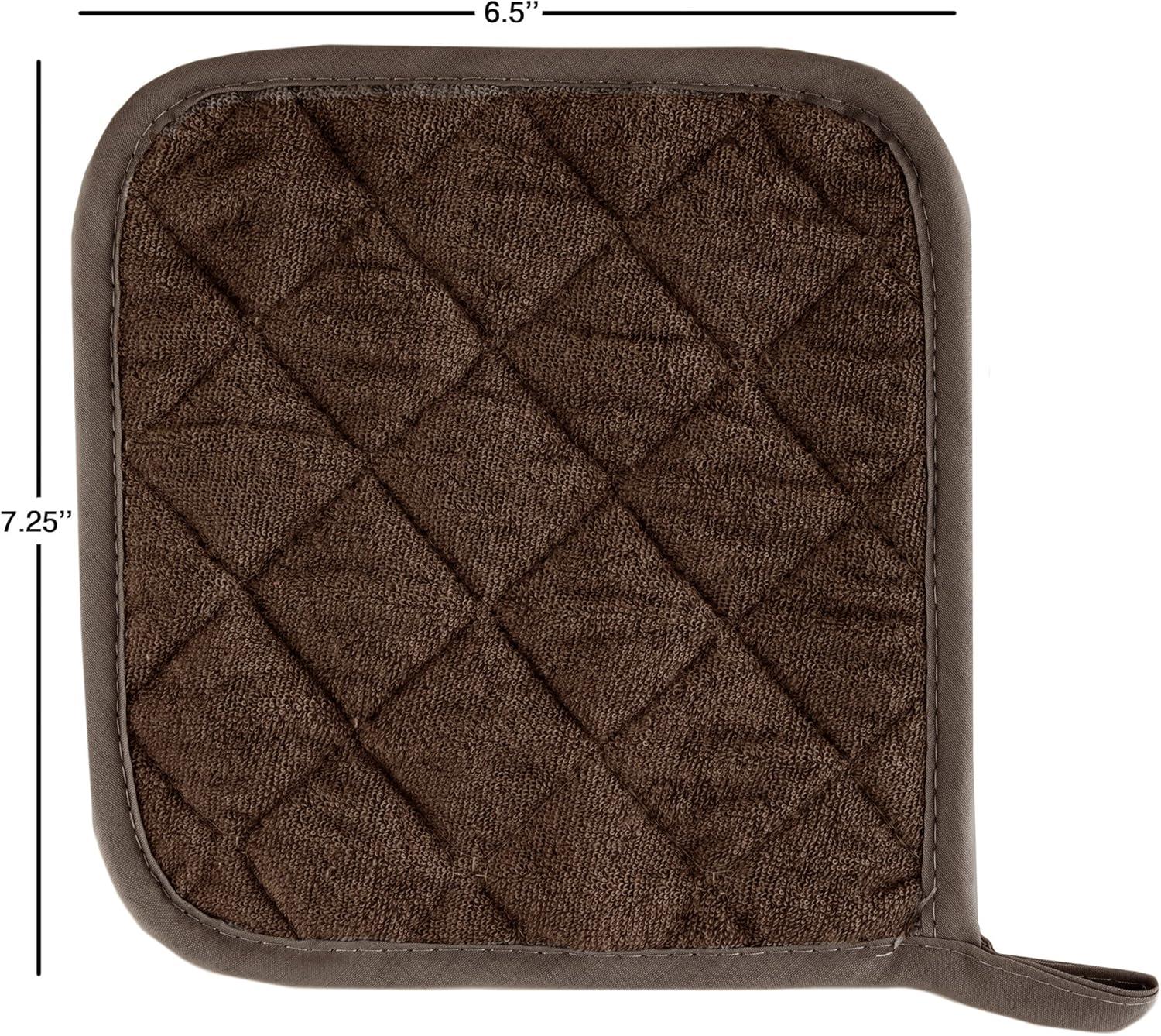 imagePot Holder Set 3 Piece Set Of Heat Resistant Quilted Cotton Pot Holders By Lavish Home SilverChocolate