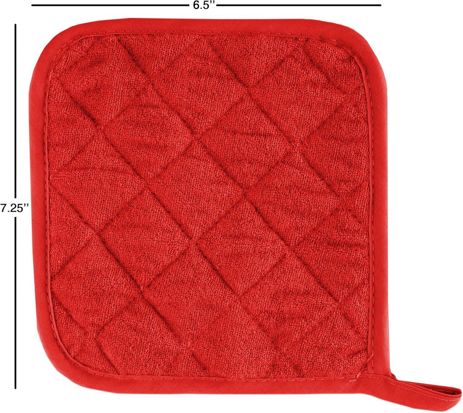 imagePot Holder Set 3 Piece Set Of Heat Resistant Quilted Cotton Pot Holders By Lavish Home SilverRed