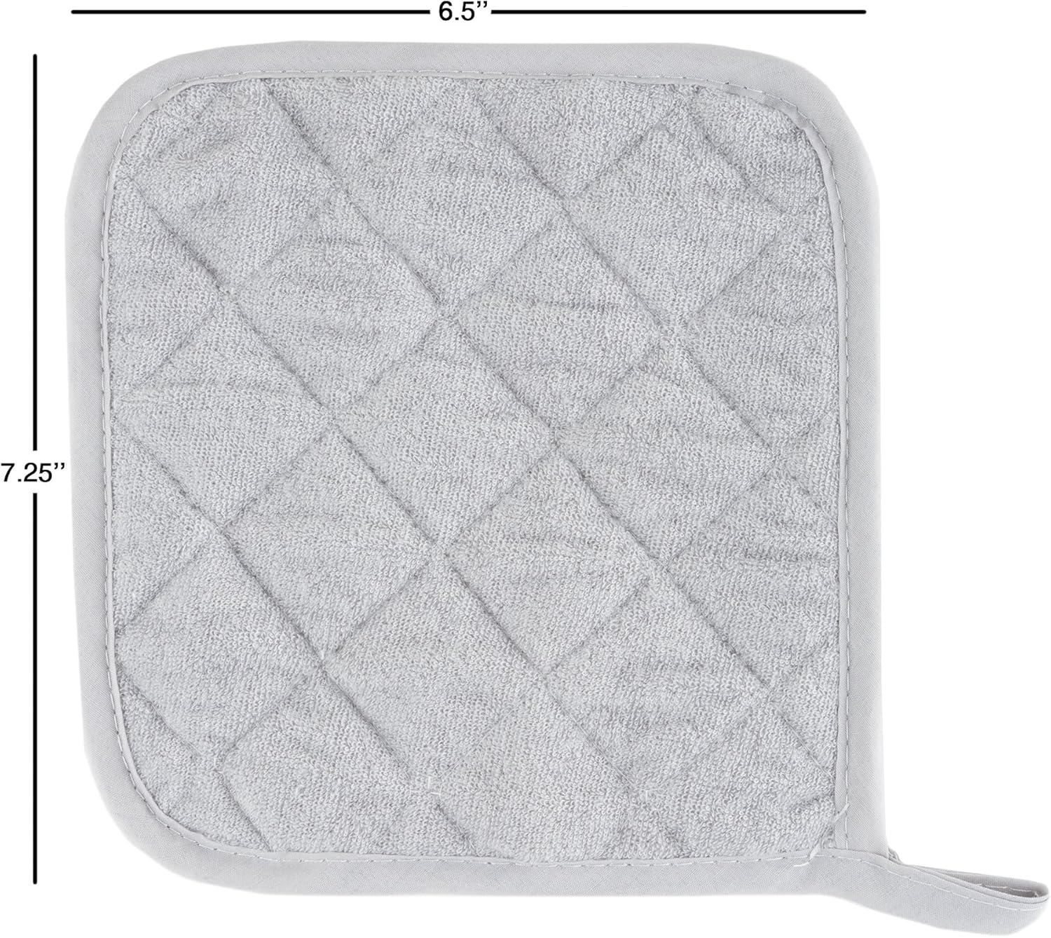 imagePot Holder Set 3 Piece Set Of Heat Resistant Quilted Cotton Pot Holders By Lavish Home SilverSilver
