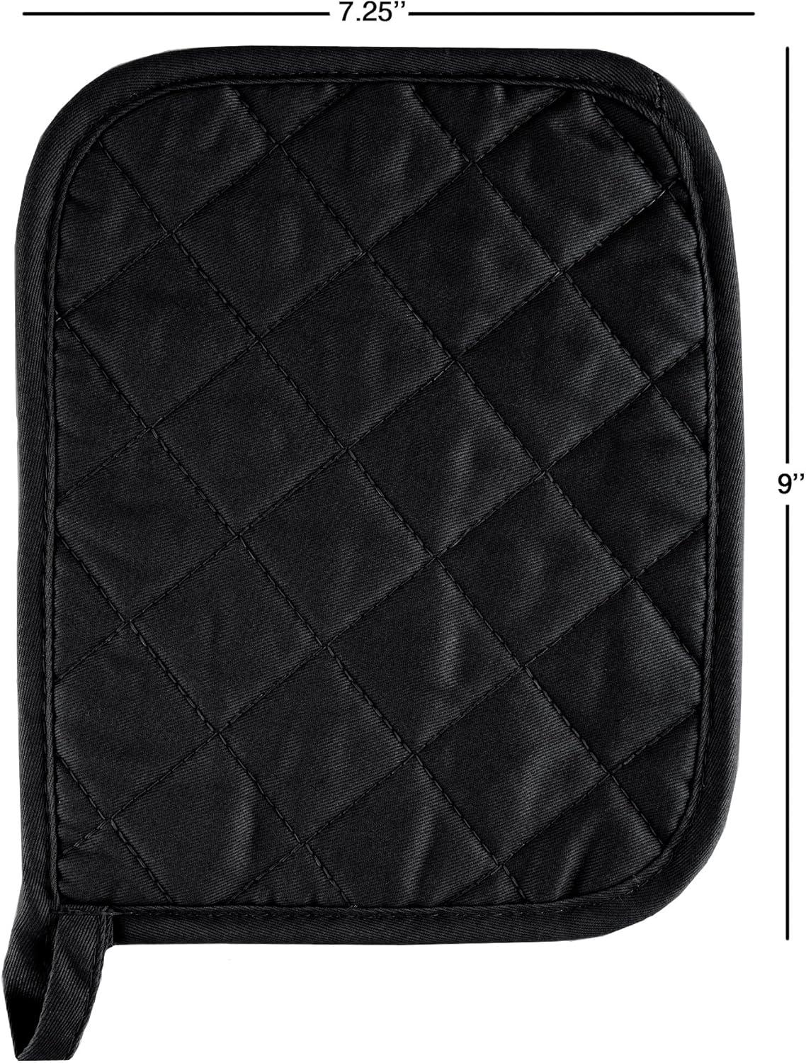 imagePot Holder Set With Silicone Grip Quilted And Heat Resistant Set of 2 By Lavish Home BlackBlack