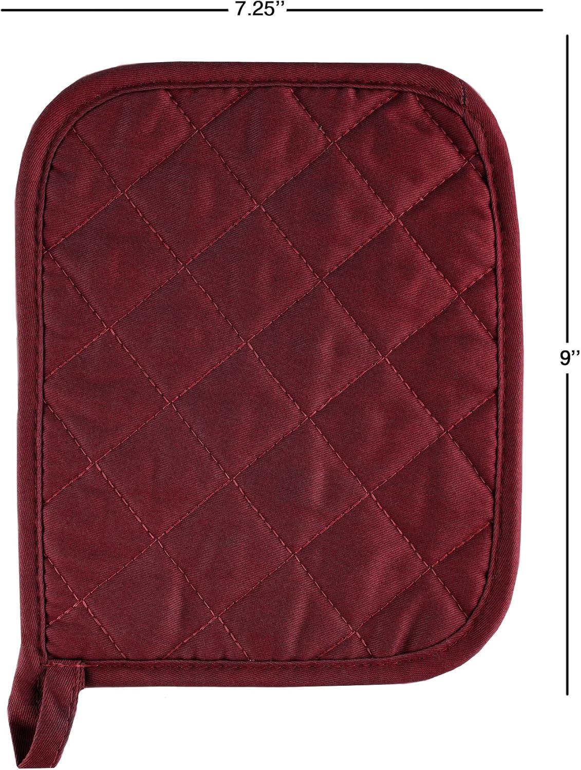 imagePot Holder Set With Silicone Grip Quilted And Heat Resistant Set of 2 By Lavish Home BlackBurgundy