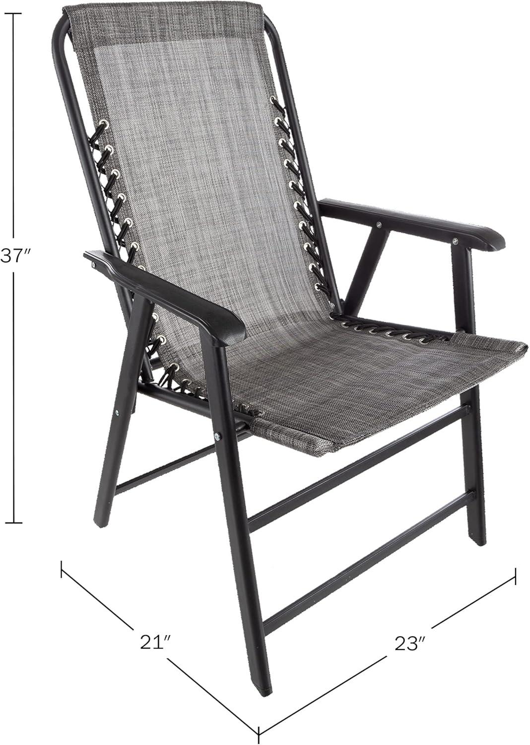 imagePure Garden Folding Camping Chairs Set of 2 Lawn Chairs with Textilene Fabric and Bungee Suspension Portable Lounge Seats for Adults NavyGrey