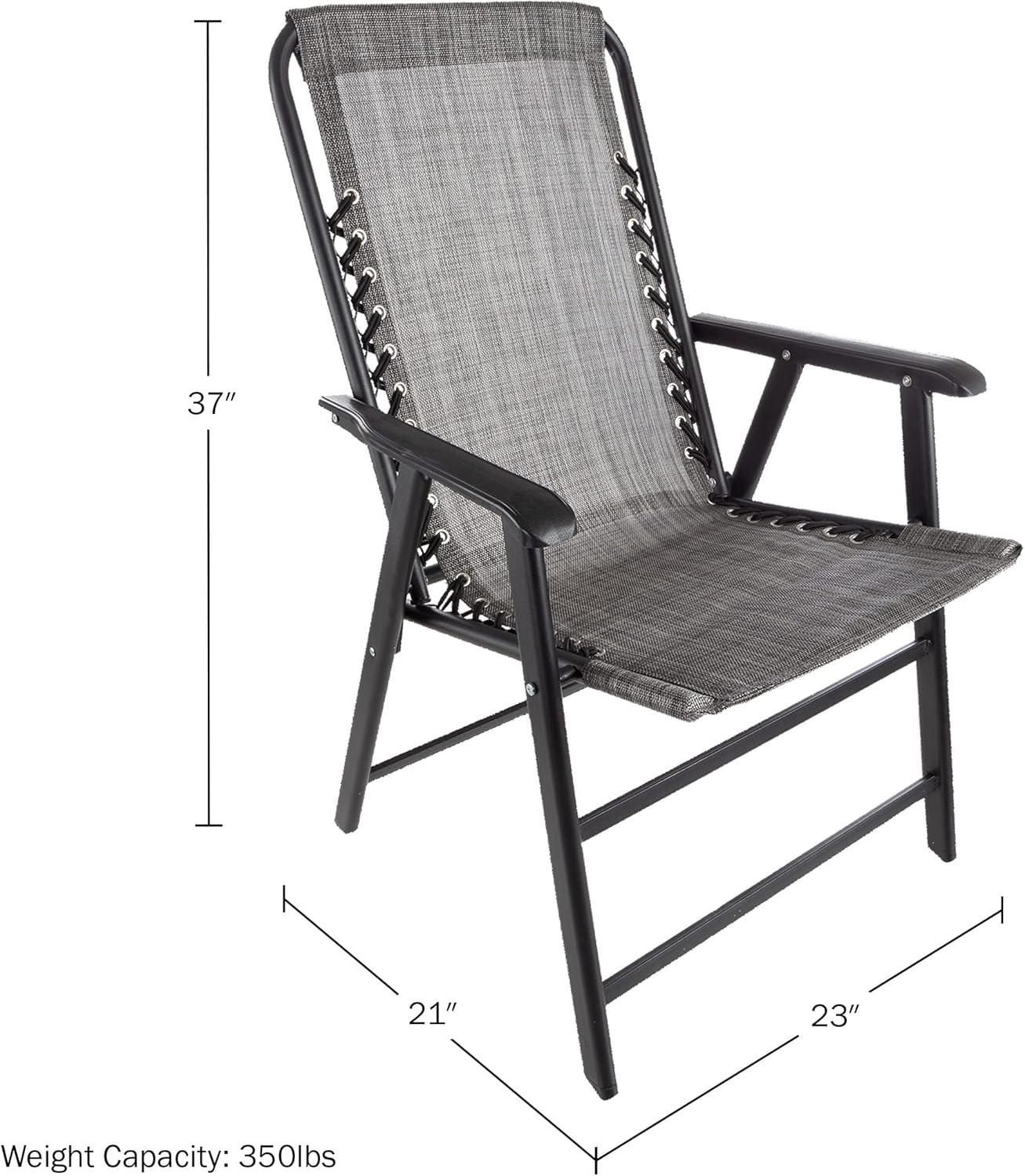 imagePure Garden Folding Camping Chairs Set of 2 Lawn Chairs with Textilene Fabric and Bungee Suspension Portable Lounge Seats for Adults NavyGrey