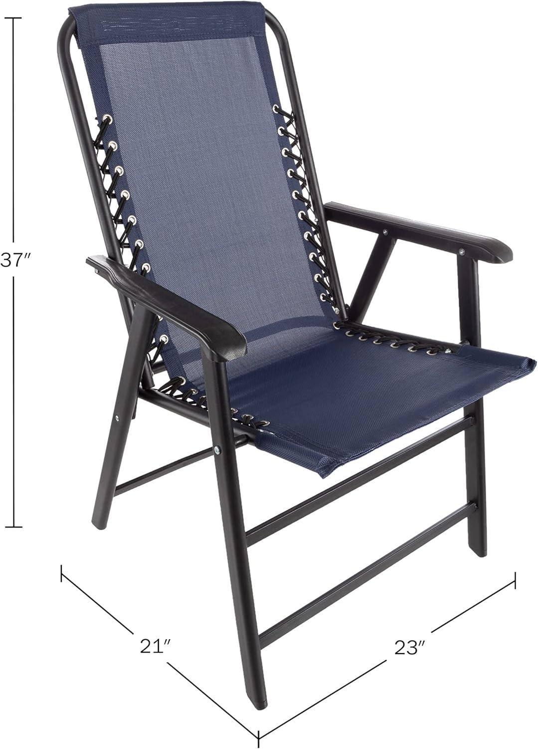 imagePure Garden Folding Camping Chairs Set of 2 Lawn Chairs with Textilene Fabric and Bungee Suspension Portable Lounge Seats for Adults NavyNavy