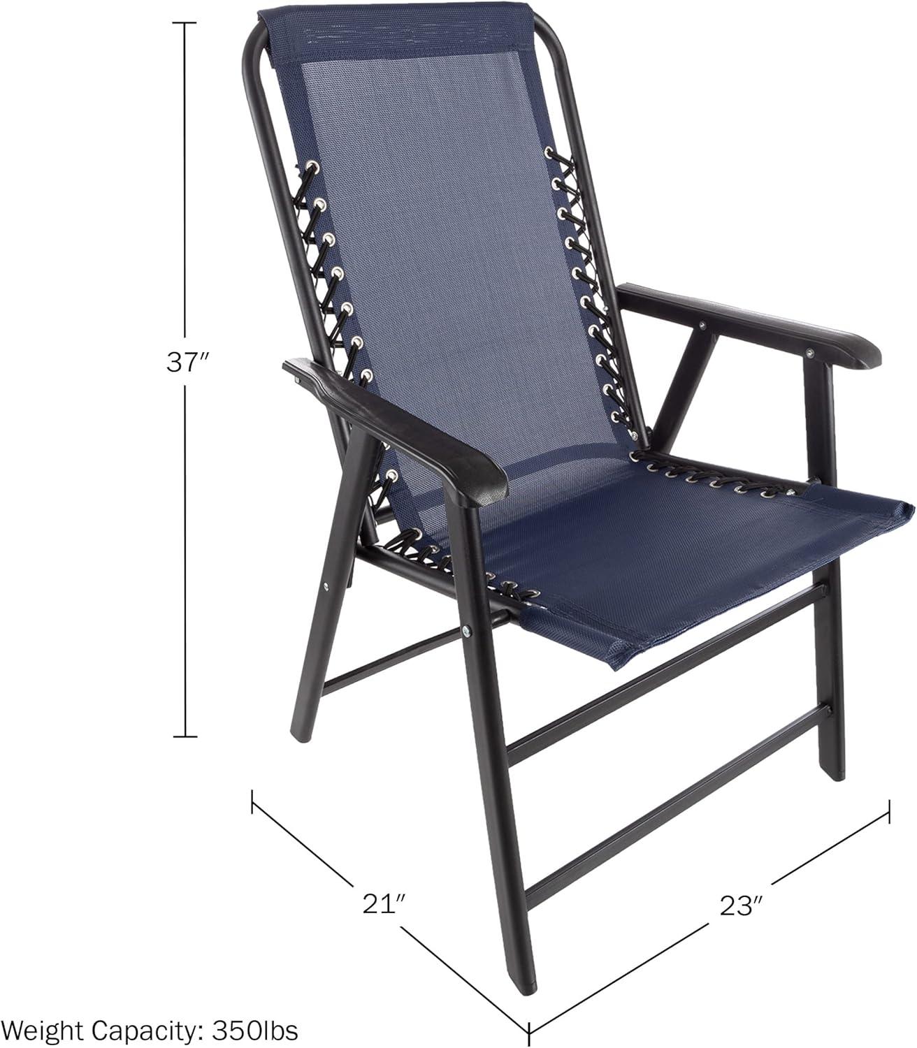 imagePure Garden Folding Camping Chairs Set of 2 Lawn Chairs with Textilene Fabric and Bungee Suspension Portable Lounge Seats for Adults NavyNavy