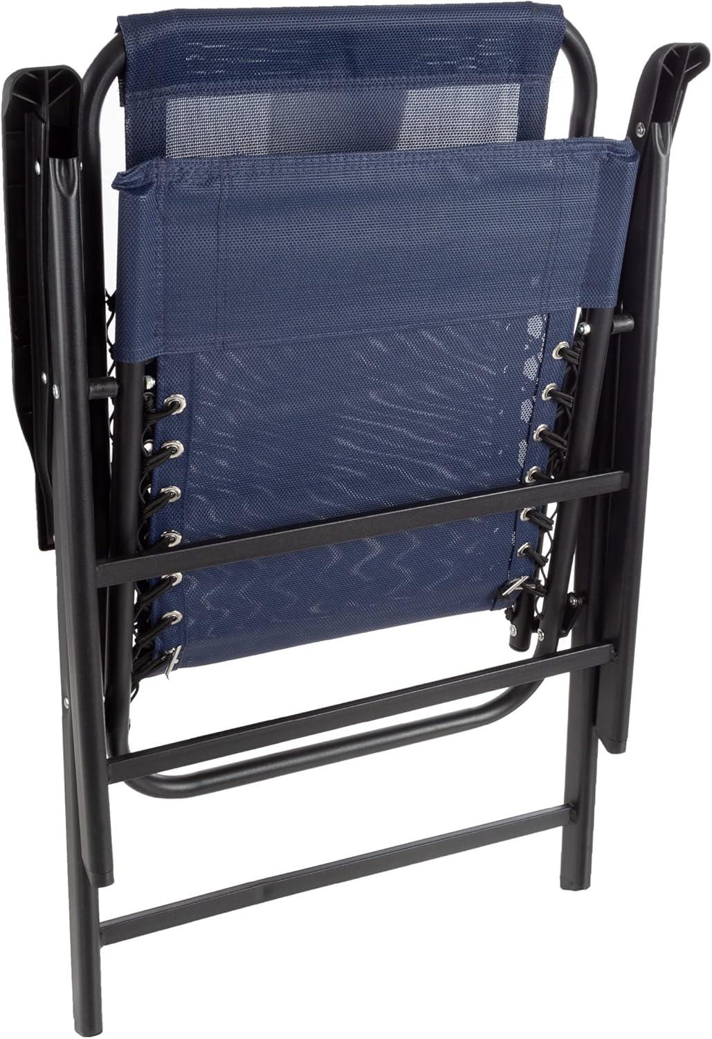 imagePure Garden Folding Camping Chairs Set of 2 Lawn Chairs with Textilene Fabric and Bungee Suspension Portable Lounge Seats for Adults NavyNavy