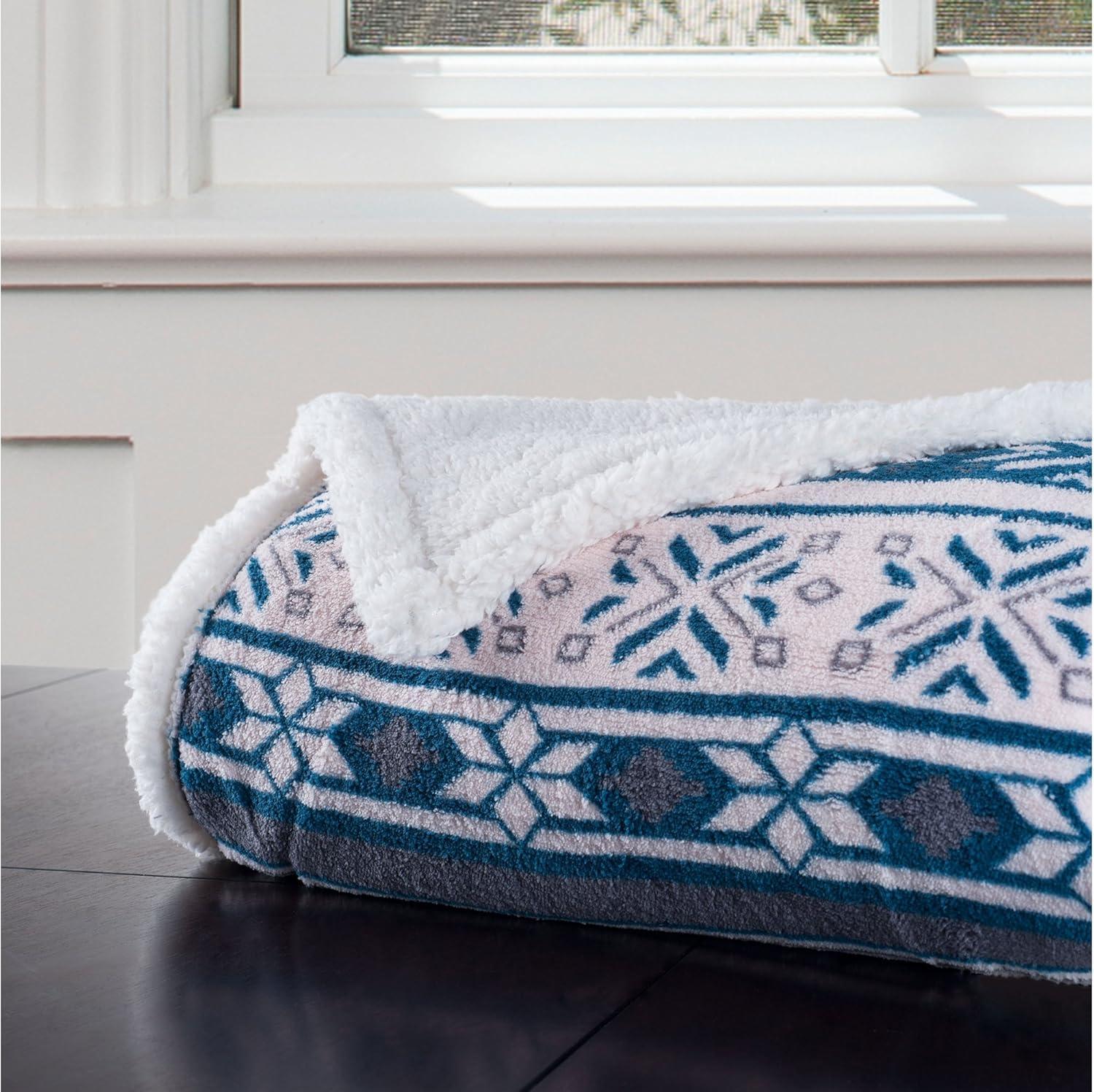 imageReversible Plaid Fleece Blanket 50Inch x 60Inch MachineWashable Sherpa Throw Cozy Blanket for Couch Chair or Bed by Lavish Home BlueYellowBlue