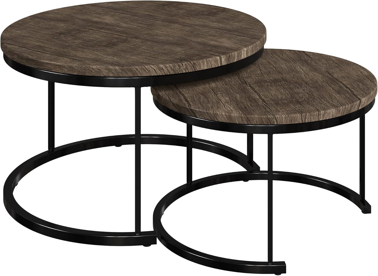 imageRound Coffee Table Set 2Piece Nesting Tables to Use Together or Separately Modern FA