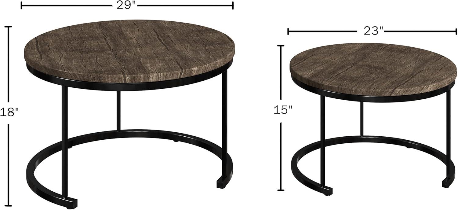imageRound Coffee Table Set 2Piece Nesting Tables to Use Together or Separately Modern FA