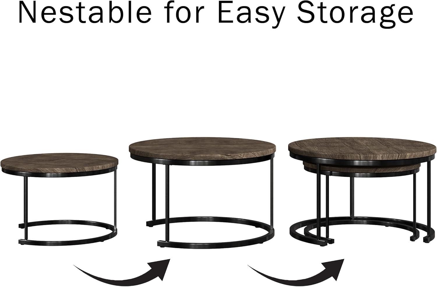 imageRound Coffee Table Set 2Piece Nesting Tables to Use Together or Separately Modern FA