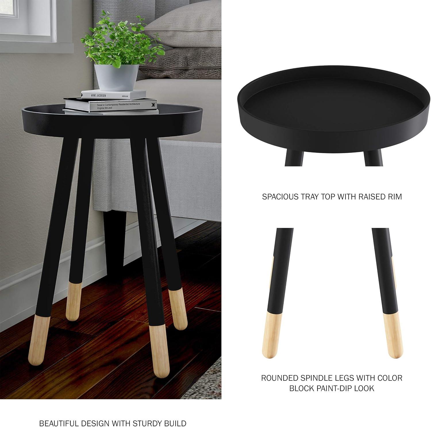imageRound End Table 2Tone MidCentury Modern Home Accent Table with Tray Top for Living Room Bedroom or Office by Lavish Home WhiteBlack