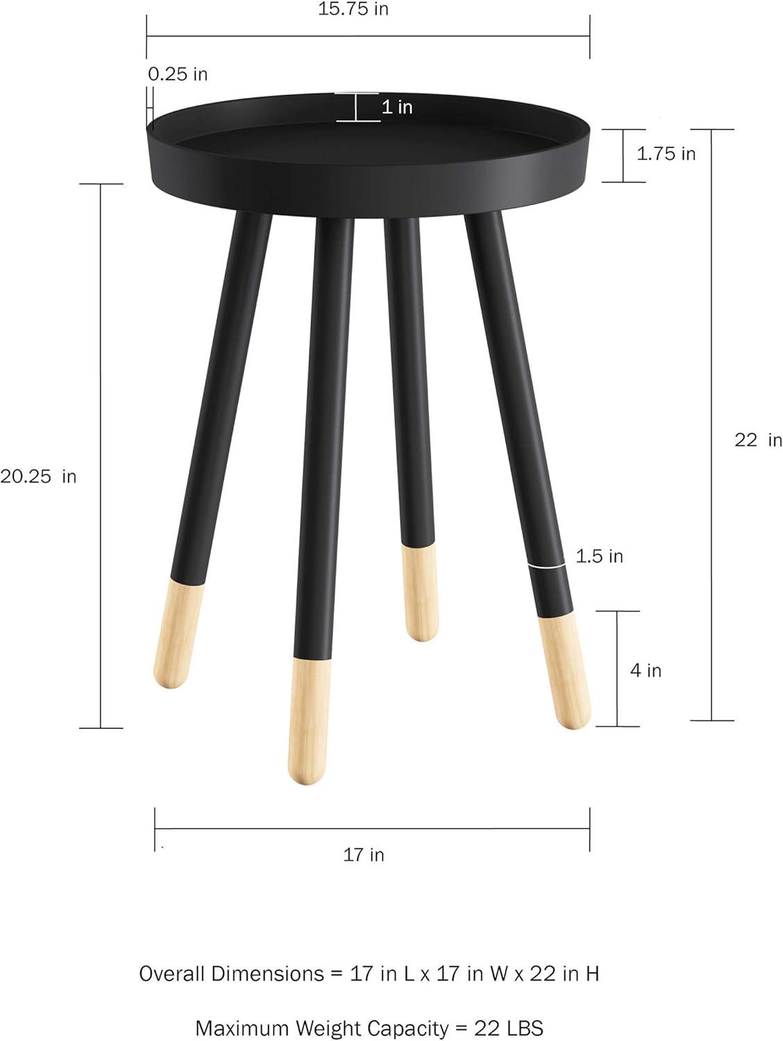 imageRound End Table 2Tone MidCentury Modern Home Accent Table with Tray Top for Living Room Bedroom or Office by Lavish Home WhiteBlack