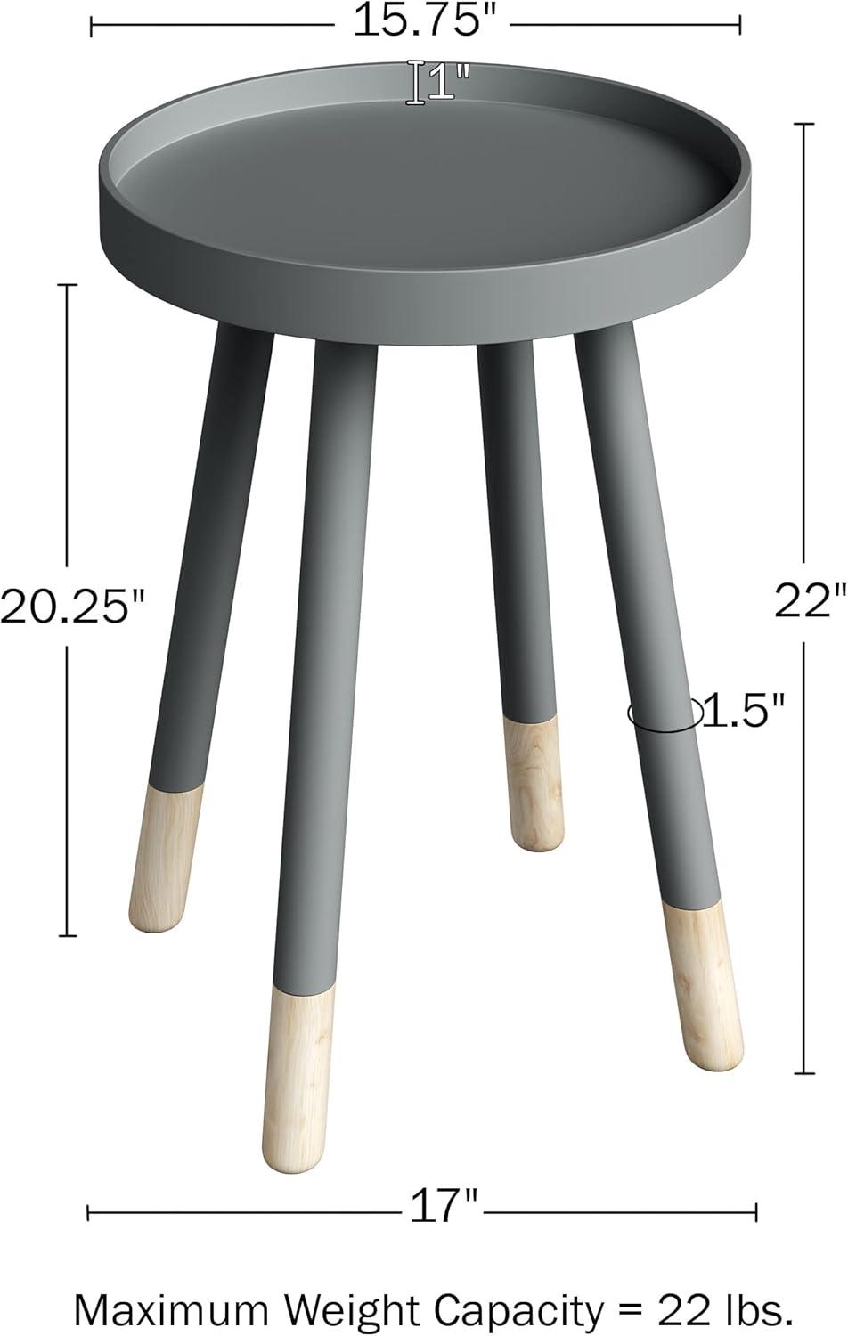 imageRound End Table 2Tone MidCentury Modern Home Accent Table with Tray Top for Living Room Bedroom or Office by Lavish Home WhiteGrey