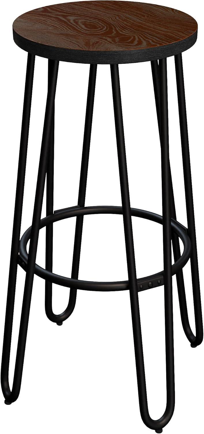 imageSet of 2 Bar Stools 24InchTall Backless Barstools with Hairpin Legs and Wood Seat for Kitchen Dining Room or Bar by Lavish Home24 Set of 2