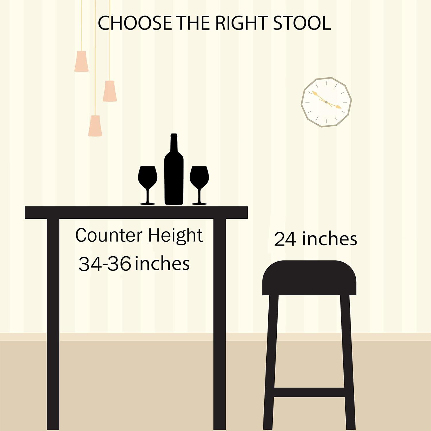 imageSet of 2 Bar Stools 24InchTall Backless Barstools with Hairpin Legs and Wood Seat for Kitchen Dining Room or Bar by Lavish Home24 Set of 2