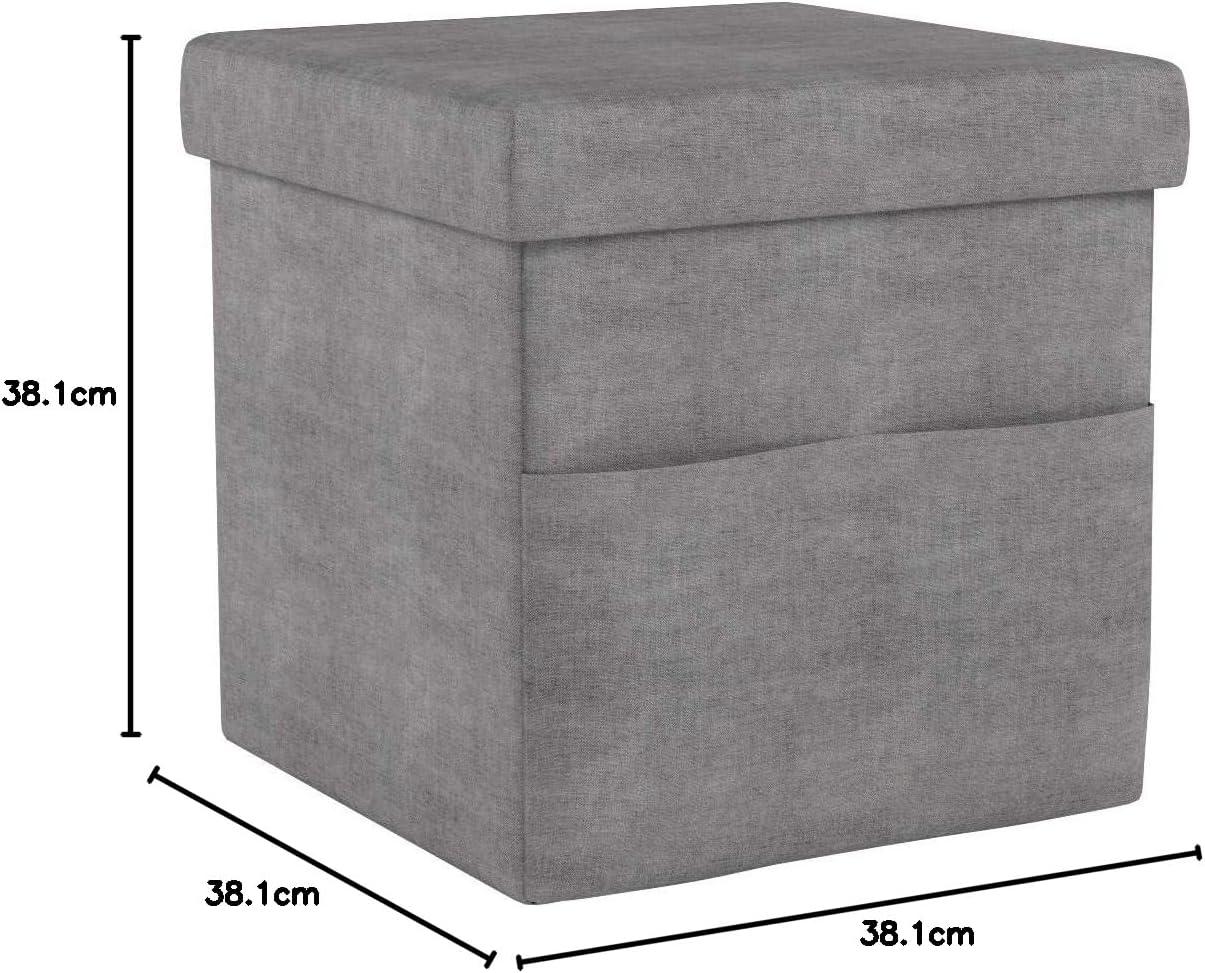 imageSet of 2 Ottomans with Storage Pockets 15Inch Folding Foot Rests or Storage Organizers for Bedroom Living Room or Dorm by Lavish Home BrownCharcoal Gray