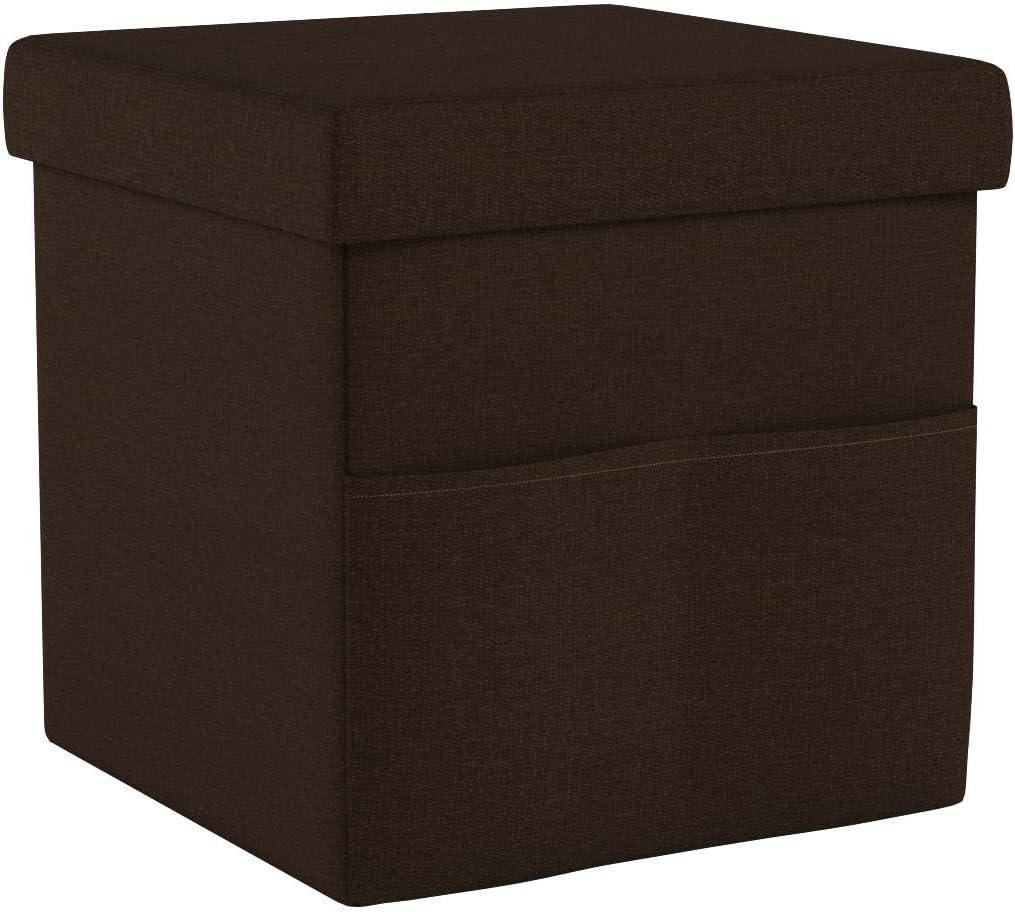 imageSet of 2 Ottomans with Storage Pockets 15Inch Folding Foot Rests or Storage Organizers for Bedroom Living Room or Dorm by Lavish Home BrownLinen Brown