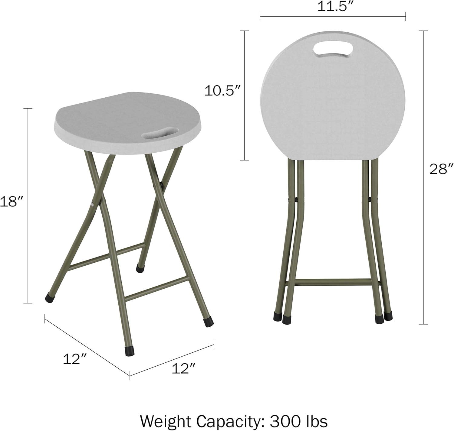 imageSet of 2 Stools 18Inch Folding Stools with 300lb Capacity for Indoor or Outdoor Use Backless Portable Chairs for Adults by Lavish Home White