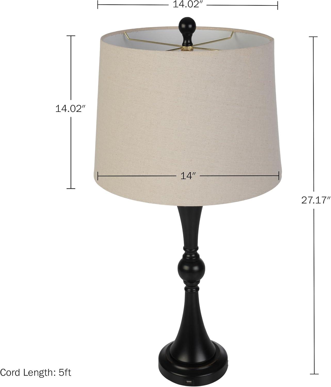 imageSet of 2 Table Lamps Lamps with USB Charging Ports Touch Control and LED Bulbs for Living Room Office or Bedroom Decor by Lavish Home Black
