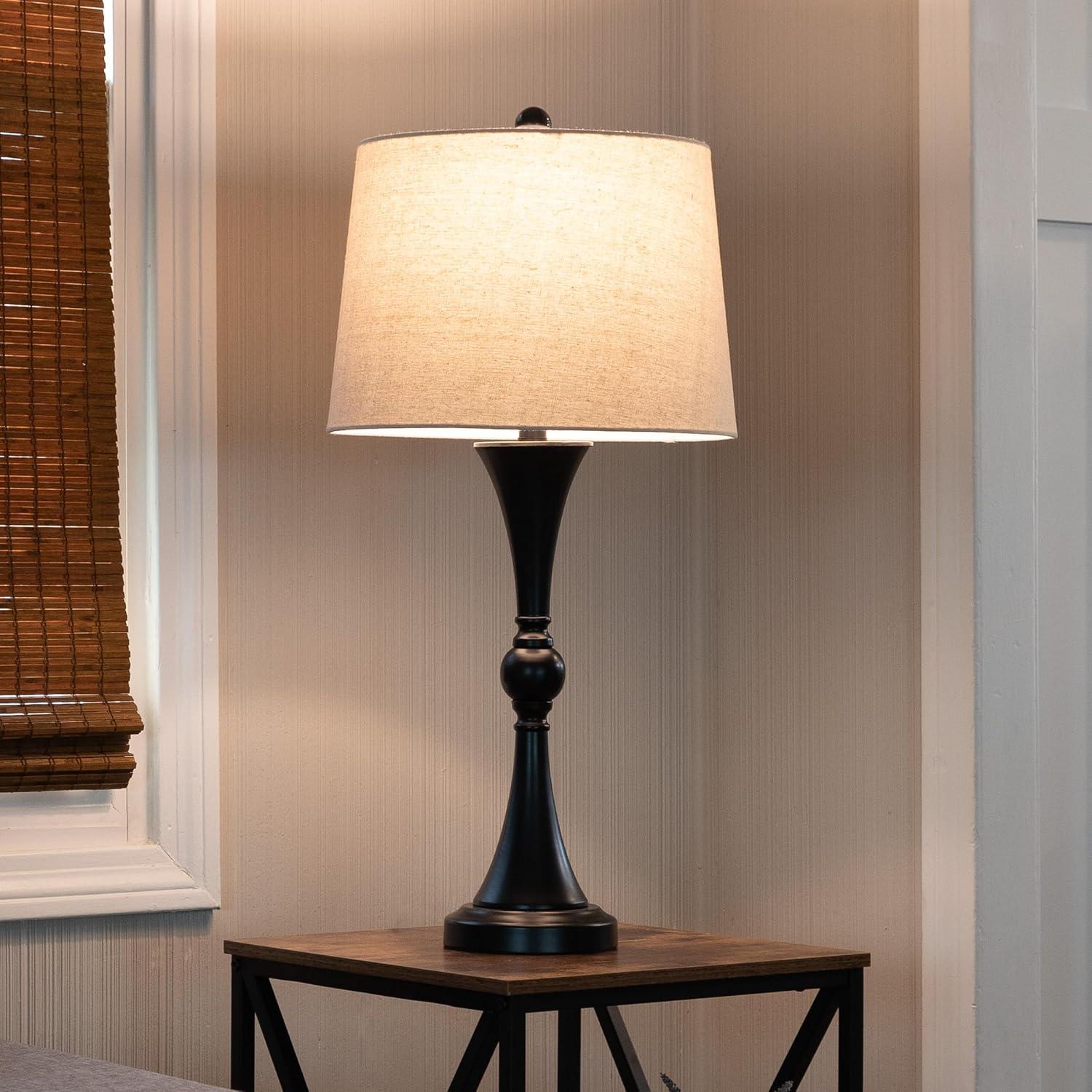 imageSet of 2 Table Lamps Lamps with USB Charging Ports Touch Control and LED Bulbs for Living Room Office or Bedroom Decor by Lavish Home Black